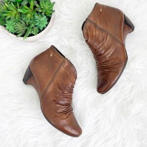 Pikolinos Spain Ginera Boho Wrinkled Handcrafted Leather Ankle Boots Size 41